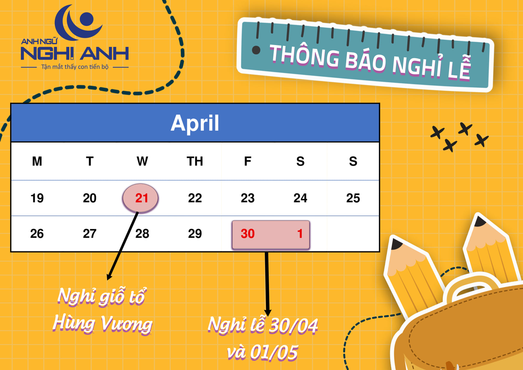 LỊCH NGHỈ LỄ 30/4 - 1/5