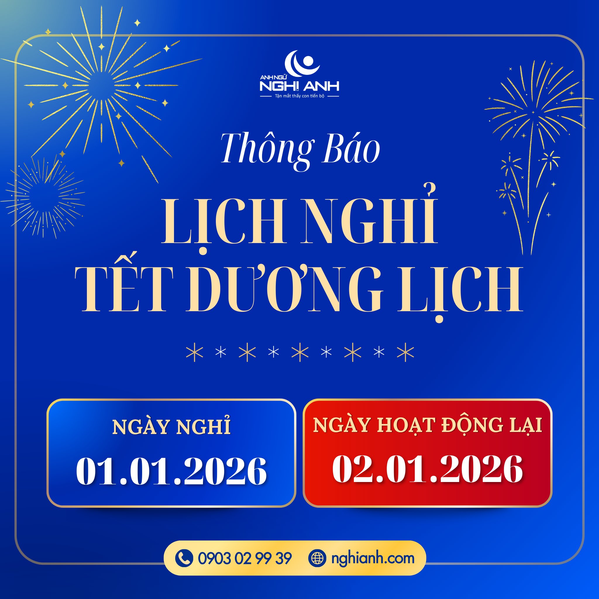 THÔNG BÁO LỊCH NGHỈ TẾT DƯƠNG LỊCH 01/01/2026